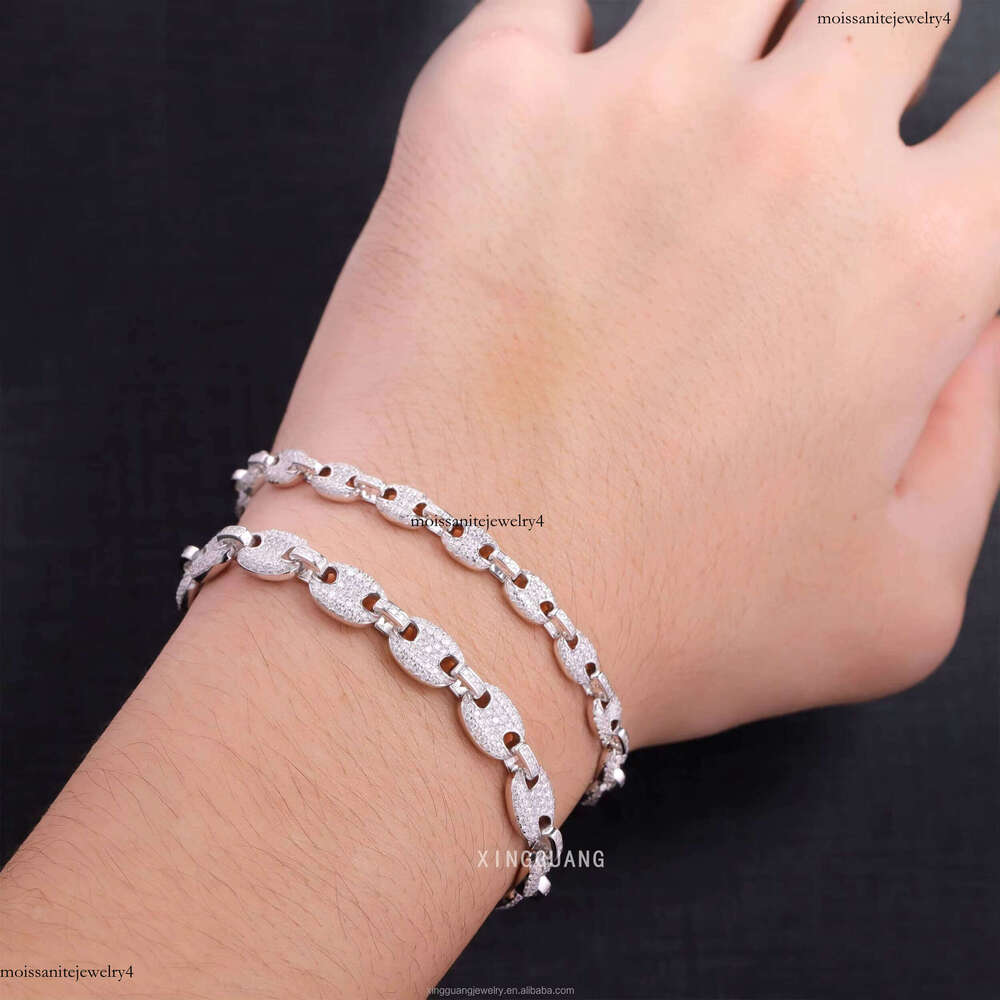 Popular 6mm 8mm Wide Hip Hop S Sier VVS Moissanite Dia Cuban Bracelet for Men Women