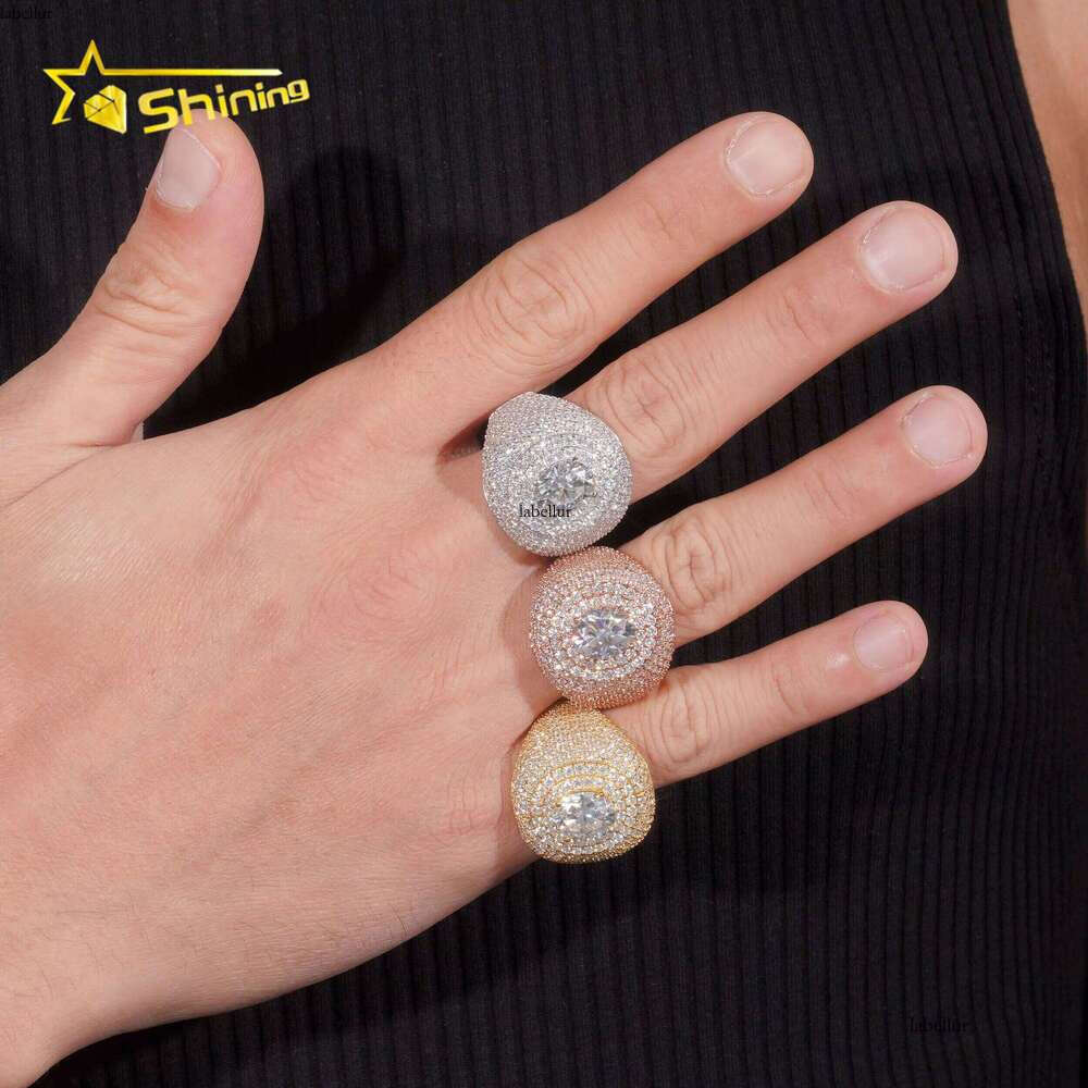 Pass Tester Hip-Hop Jewelry Pure Silver Full VVS Silicon Ice Out Men's Ring