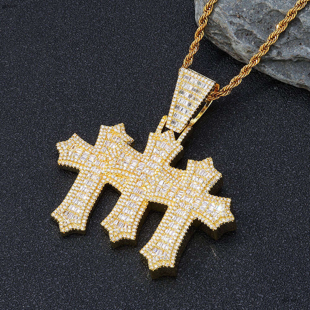 Hip Hop Cross Pendant Mixed Inlaid T Cubic Moissanite chain Men's Necklace Versatile Accessory Jewelry