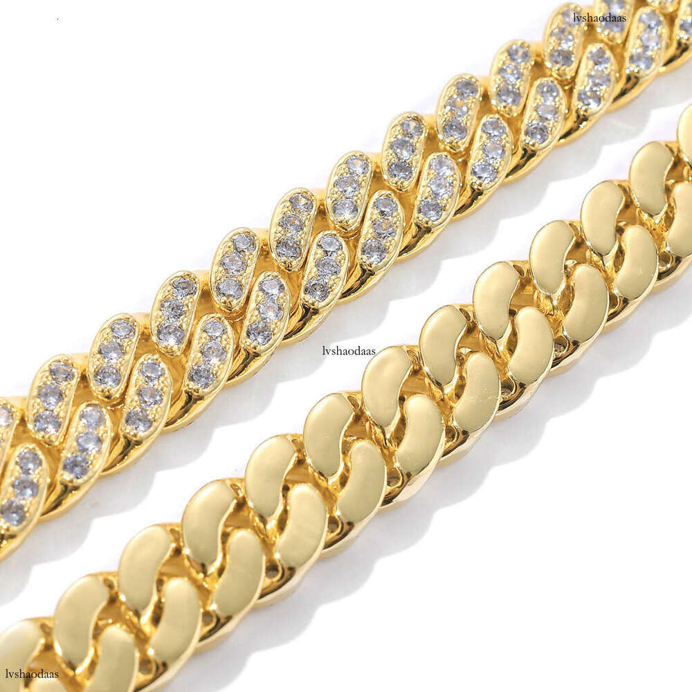 12mm Moissanite chain Men's Hip Hop Necklace Single Row Full Dia Cuban Chain