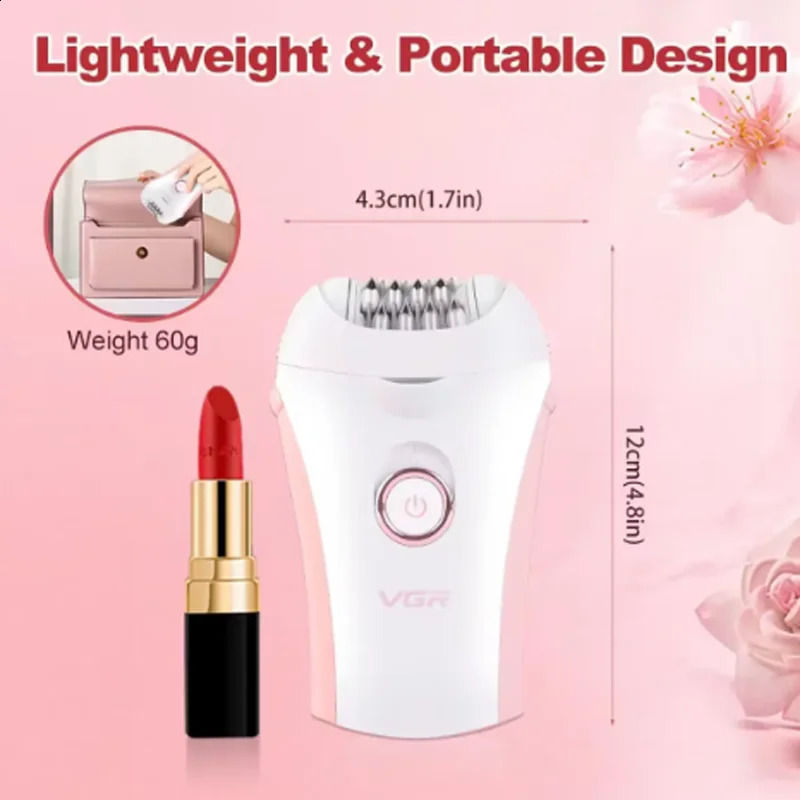 VGR Permanent Women Epilator Rechargeable Electric Epilator For Face Body Hair Remover Leg Bikini Hair Removal Machine 250805