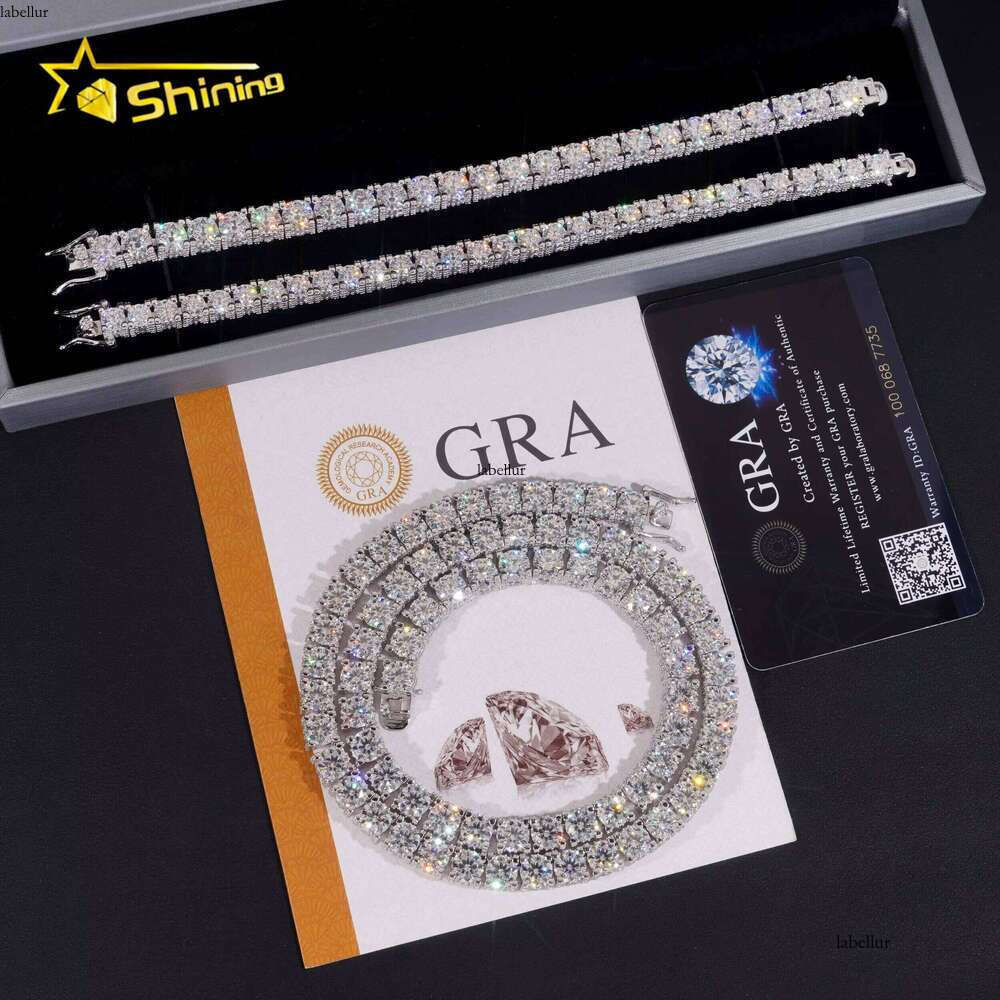 Hip Hop Classic Necklace Sier 5Mm 6.5Mm Chilled D-Color VVS Silica Tennis Chain