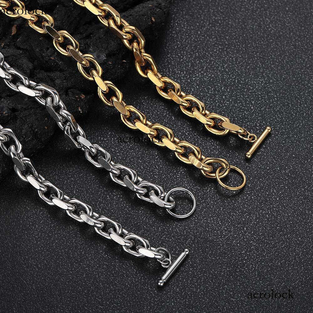 Sterling Silver Cross O Chain Bracelet Necklace Trendy Men Hip Hop Personality Fashion Rap Street Dance Accessories