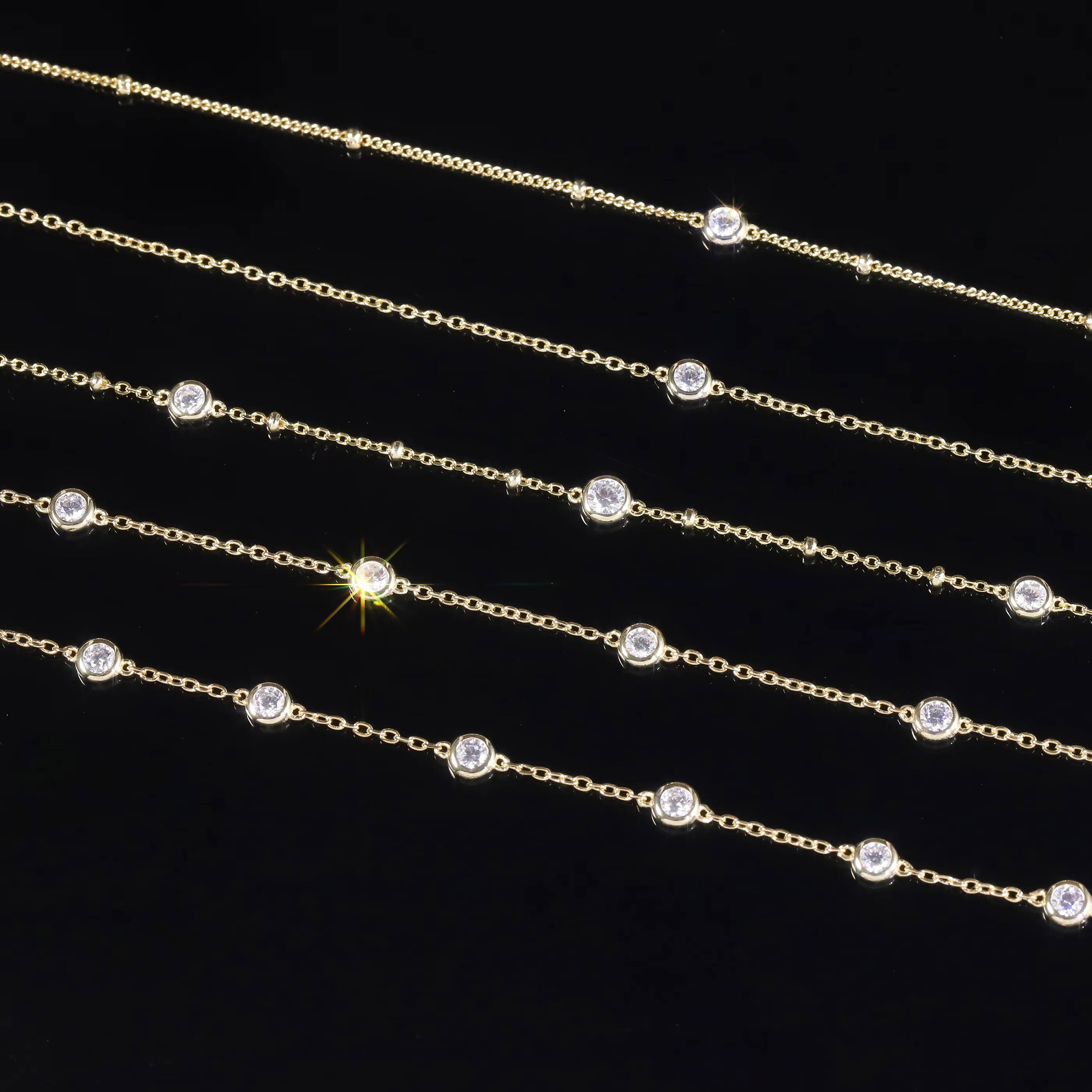 Abiding Real Gold Jewelry Custom Chain Different Cut Lab Grown Diamond PT950 9K 10K 14K 18K Solid Gold Diamond Tennis Bracelet