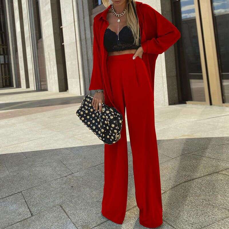 Women's Sunscreen Shirt Casual Wide-Leg Pants Two-Piece Set