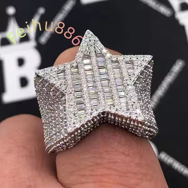 2025 new diy Luxury Moissanite Diamond Iced Out Hip-hop Ring - Studded Custom Jewelry Fashion Jewelry Hip-hop Jewelry925 silver jewelry