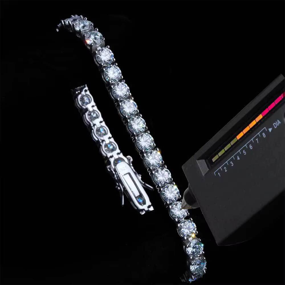 Factory Price Full Size 4MM Moissanite Tennis Bracelet Pass Diamond Tester Tennis Chain 925 Sterling Silver Tennis Bracelet