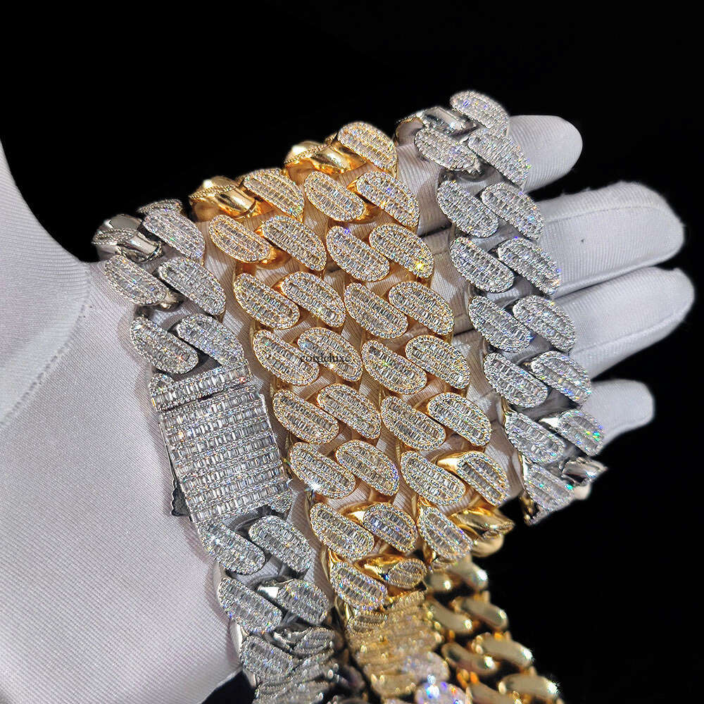 Hip-Hop 20mm Mixed Inlaid Double Row T Cubic Zirconia Cuban Chain Trendy Brand Men's Bracelet Jewelry