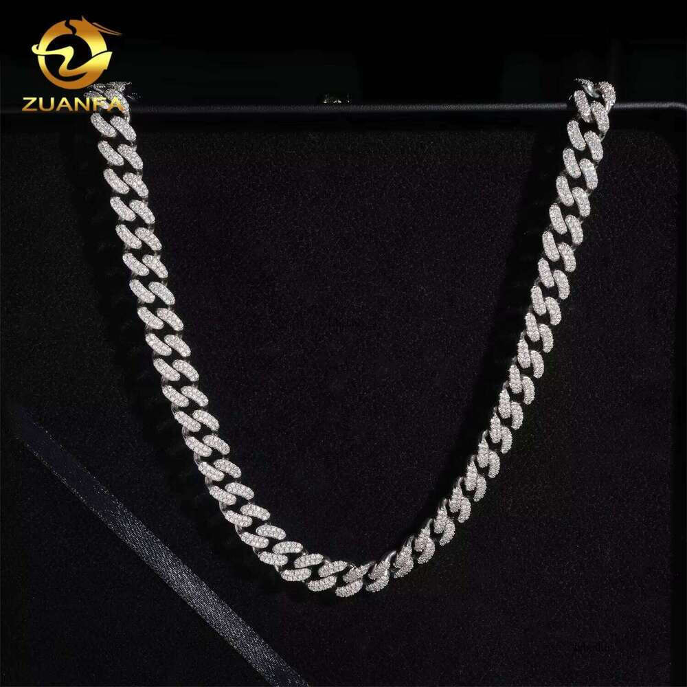 Hip Hop Style GRA Certificate High-Quality Pure Sier Chilled 10Mm Pyroxene Cuban Chain Necklace