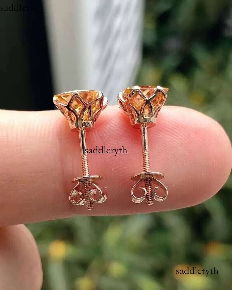 4TCW Yellow Square Radiant Cut Moissanite Stud Birthday Gift for Her Sterling Sier Pushback Earrings