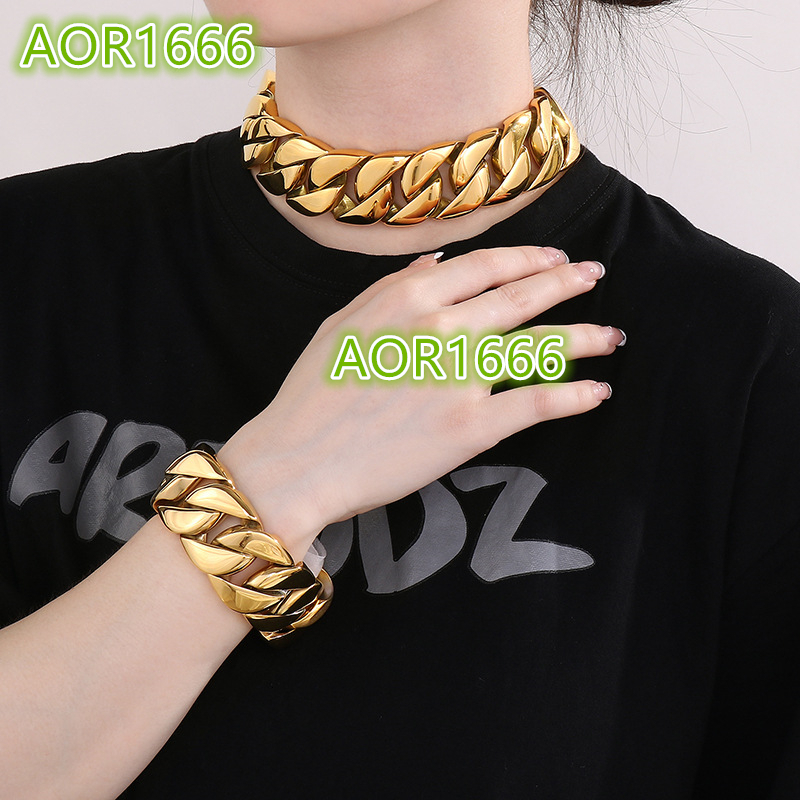Wholesale Stainless Steel New Fine Jewelry Luxury Chunky Gold Necklace Bracelet Jewelry Sets for Women and Men Cuban Link Chain
