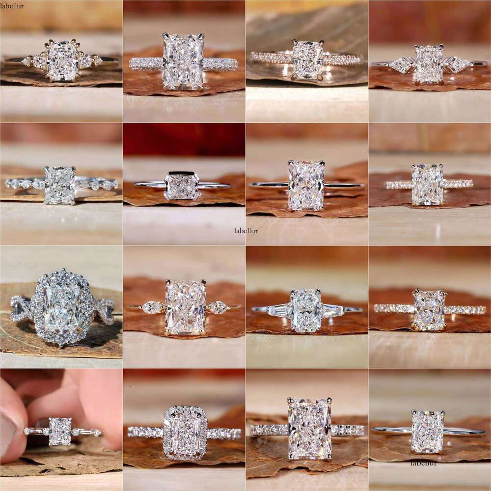 Fine Jewelry 10K 14K Real Solid Gold Radiant Cut Solitaire VVS VS IGI Certified Lab Grown Dia Women Halo Engagement Ring