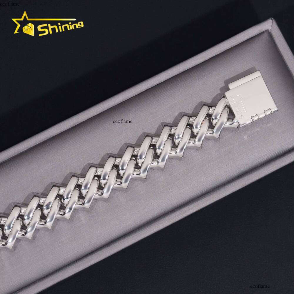 New Fashion Jewelry Rapper Hip Hop Sterling Sier Iced Out Fine Baguette Moissanite Cuban Bracelet