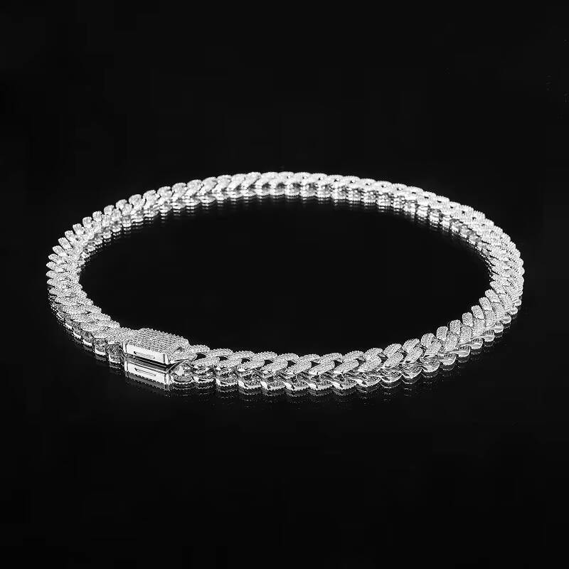 Moissanite Zircon Silver Factory Manufacture Decorative 12mm Cuban Link Necklace Brass Miami Cuban Chain Gold Plated Hiphop