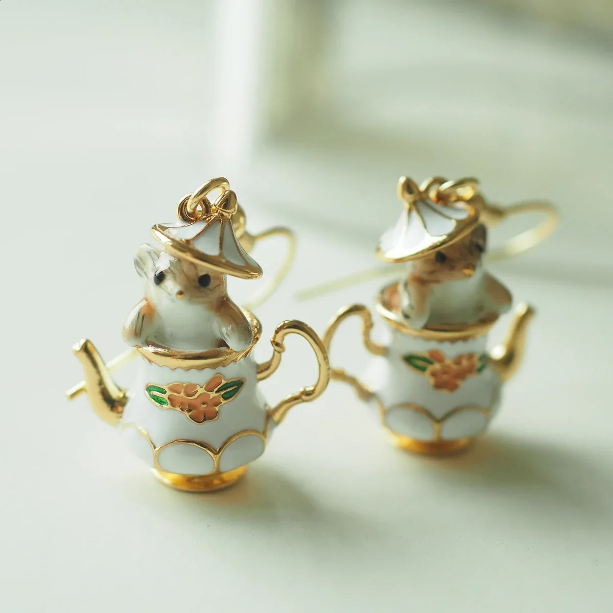 Fashion Funny Enamel Cartoon Chipmunk French Teapot Earrings for Women Accessories Style Jewelry Woman Charm 250805
