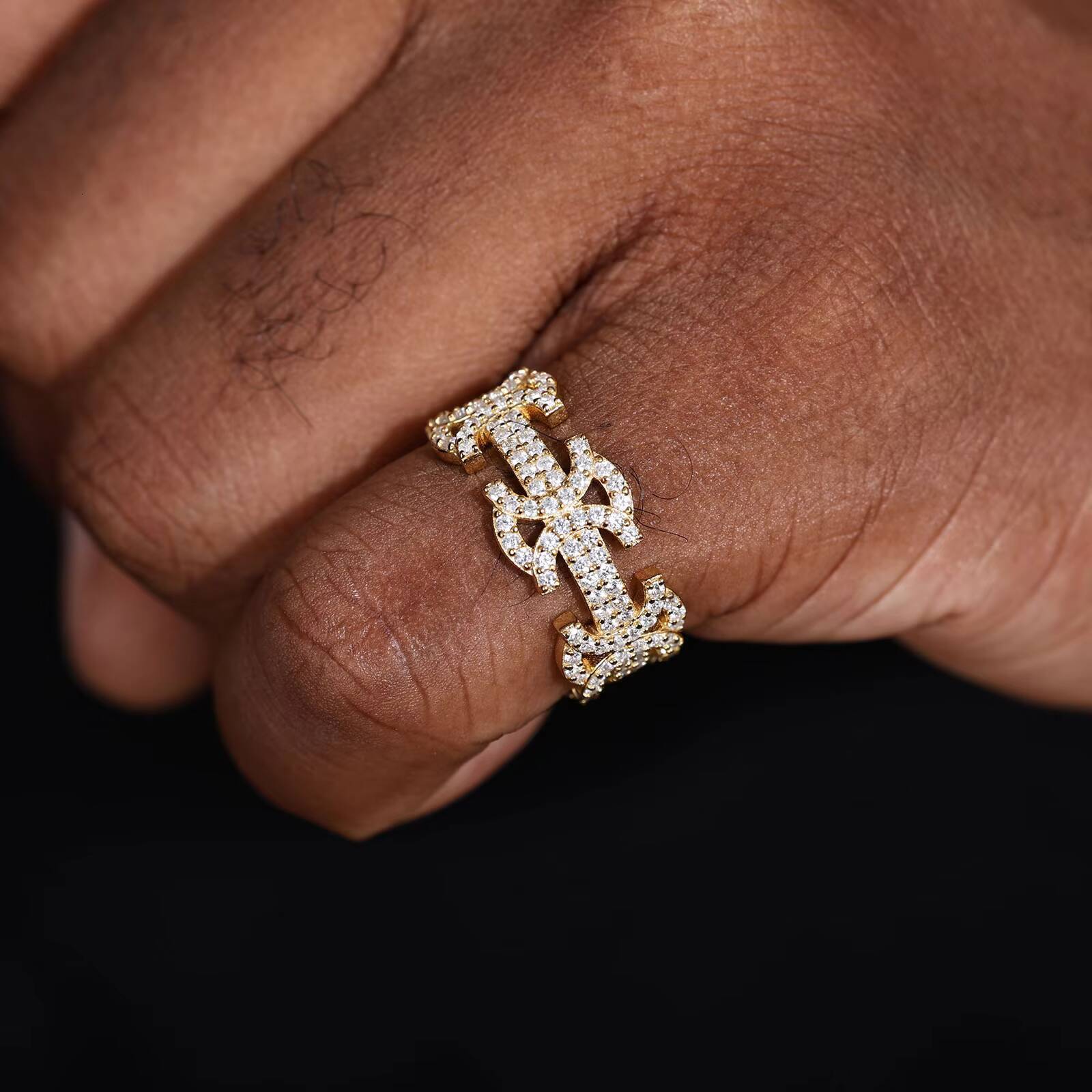 Vintage Punk Style Byzantine Ring Full VVS Moissanite 925 Sterling Silver Mens Hip Hop Jewelry Gift Wholesale Geometric Ring