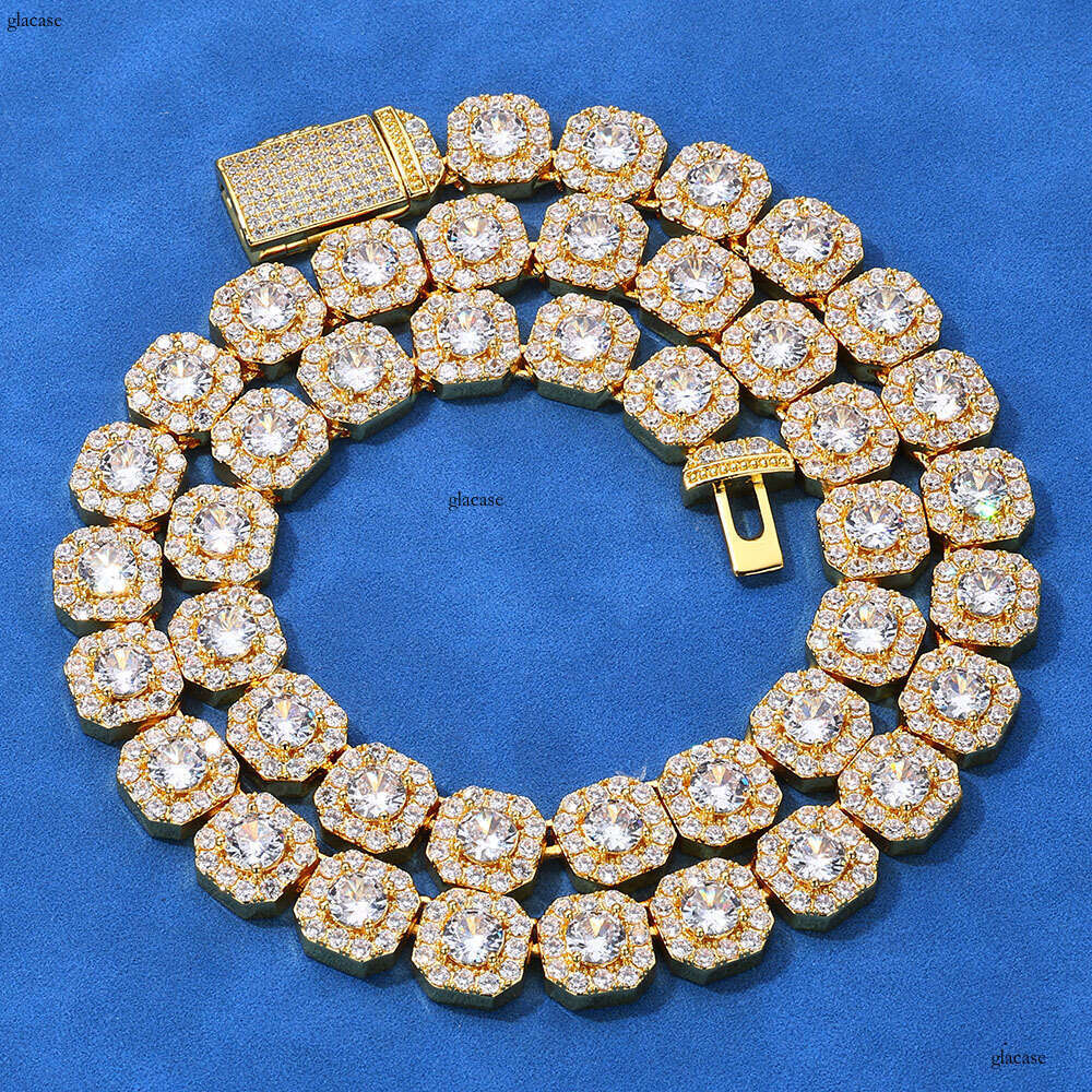 Hip Hop Jewelry 10mm Rock Sugar Dia Iced Out VVS Square Moissanite Men's Necklace High-end Feel