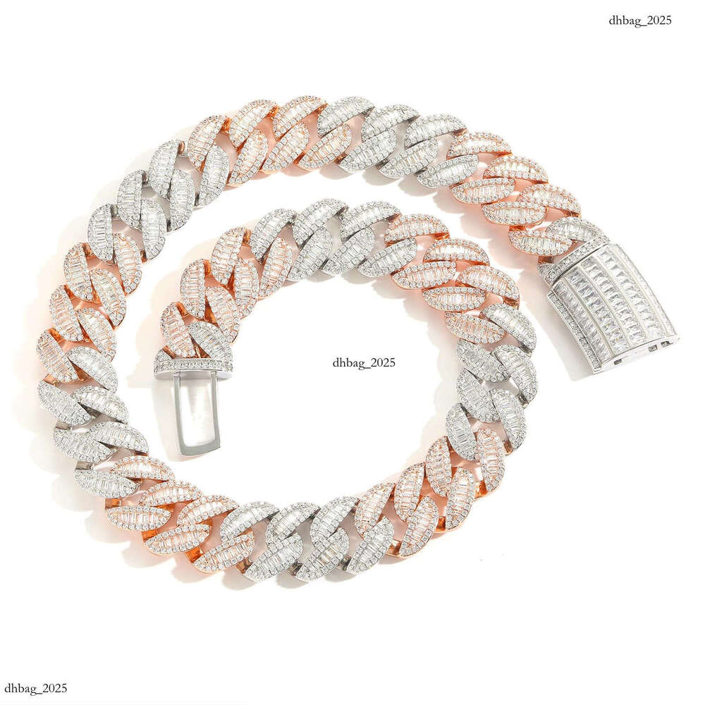 Hip Hop Rose Gold Two-Tone 20mm T-Cubic Moissanite chain Miami Cuban Chain Men's Necklace