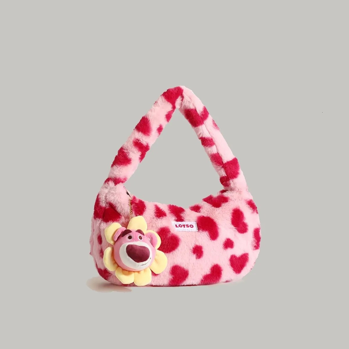 Strawberry Bear Underarm Handbag for Best Friend Girls High-end Birthday Gift Plush Bag ddmymoon