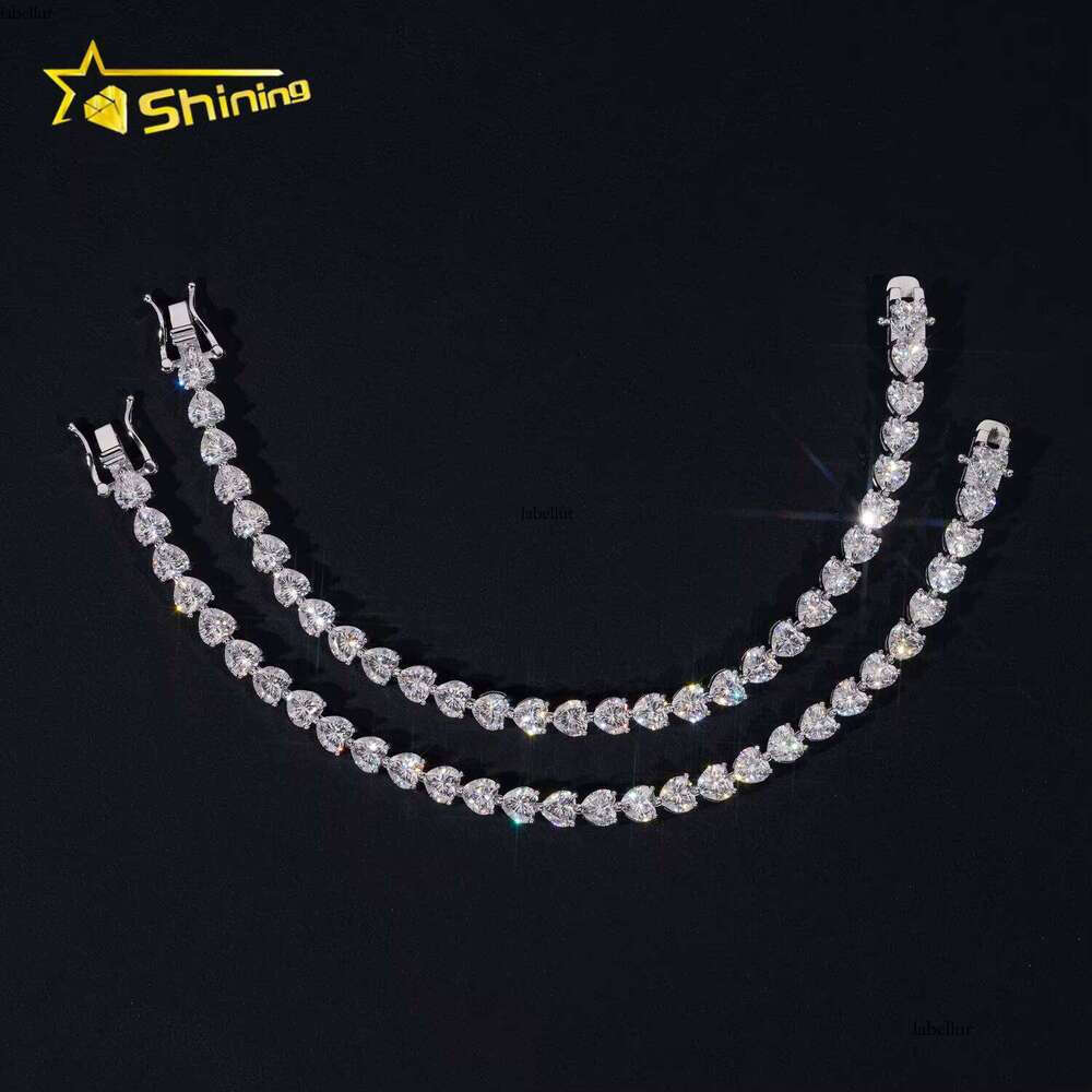 New Arrival Sterling Sier Heart Cut Moissanite Pass Dia Tester Dias Women Men Unisex Tennis Bracelet Fast Shipping