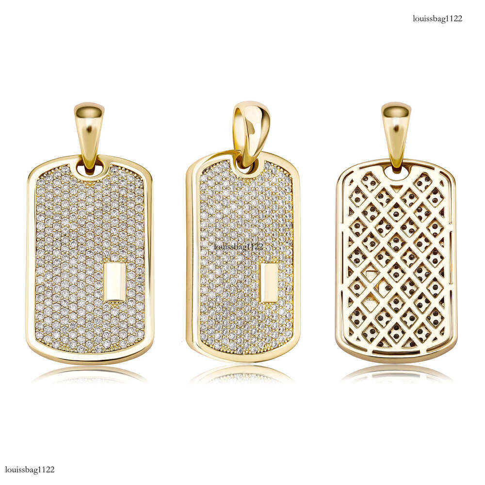 Hip Hop Jewelry Full Dia Pendant DIY Engraving Dog Tag Necklace Gold Australia