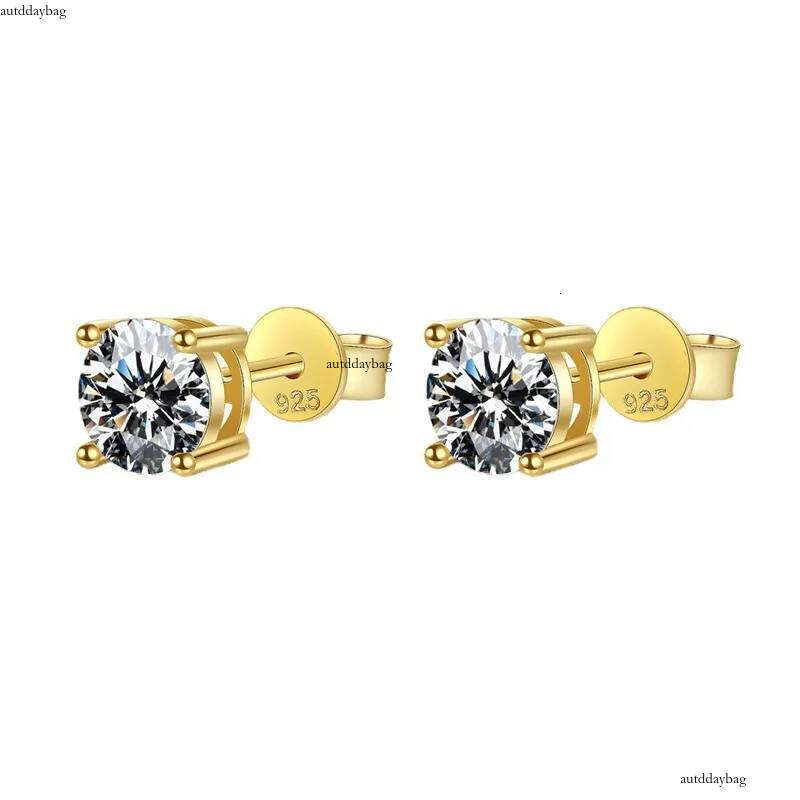 Choucong Elegant Stud Earrings Classical 4 Claw Jewelry Solitaire Pure 100% Sterling Sier Round Cut Lab Moissanite Dia Party Women Wedding Gold Earrin