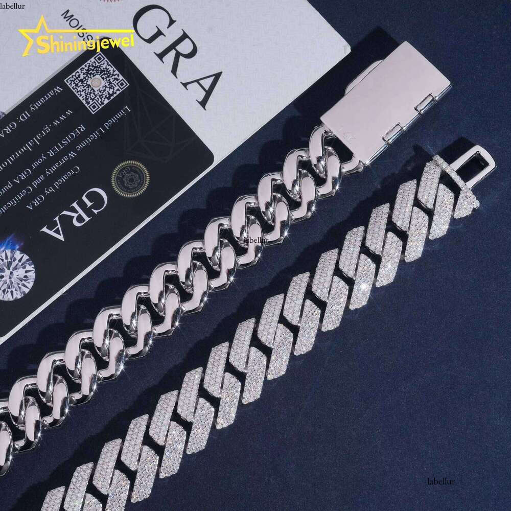 3 Rows 20Mm Thick Moissanite Hip Hop Jewelry Sier Iced Out Cuban Chain