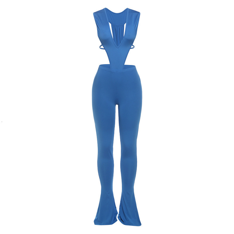 2025 Summer New Womens Fashion Sexy Deep V Lace-Up Jumpsuit Slim Fit Long Pants Set