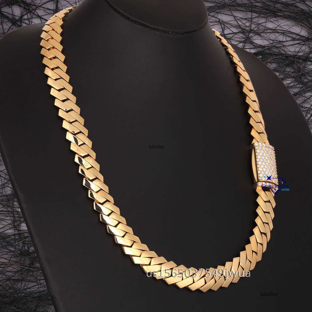 Luxurious Sterling Sier Quality Moissanite Cuban Chain Necklace Men's Fashion Hip-Hop Jewelry Gift