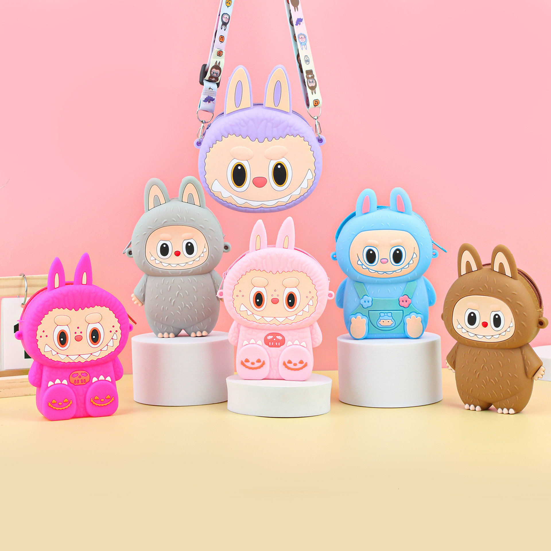 2025 New Luxury Labubu Silicone Shoulder Coin Wallet In Stock Children's Cartoon Fashion Coin Wallet Cartoon Student Crossbody Designer Phone Bag