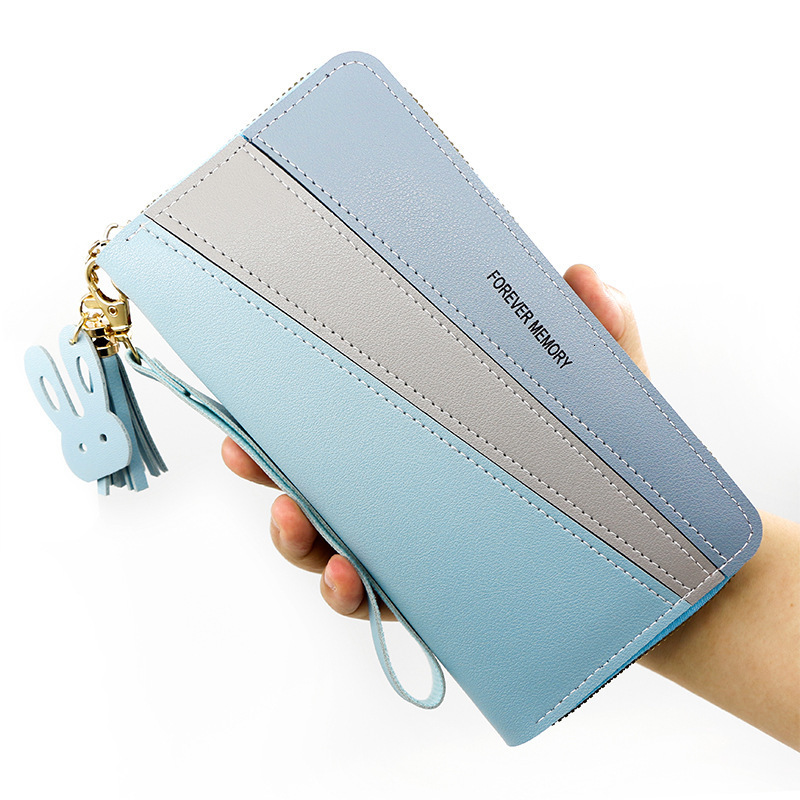 Cute Women's Long Wallet Zipper Purse Three-color Patchwork Fashion Coin Purse Card Luxury Bag Slot Handbag