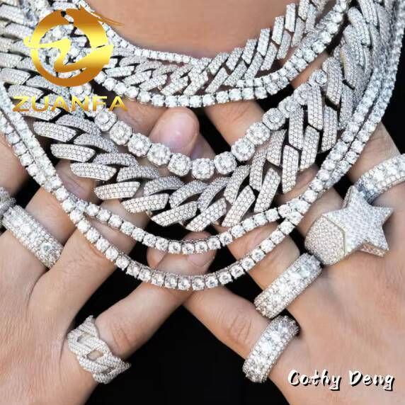 Fashion Rapper Jewelry Iced Out Hip Hop Men Diamond Ring Fully Moissanite 925 Silver 3 Row Moissanite Ring for Men Star Ring