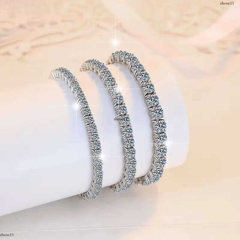 3mm/4mm/5mm/6.5mm Moissanite Tennis Bracelets Sterling Sier Full Dia with Gold Plated Gra Party Jewelry for Women Men