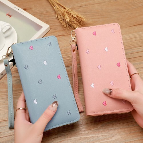 2025 New Versatile Women's Bag Embroidered Cute Female Student Zipper Short Wallet Fashion Clutch Luxury Bag Coin Purse