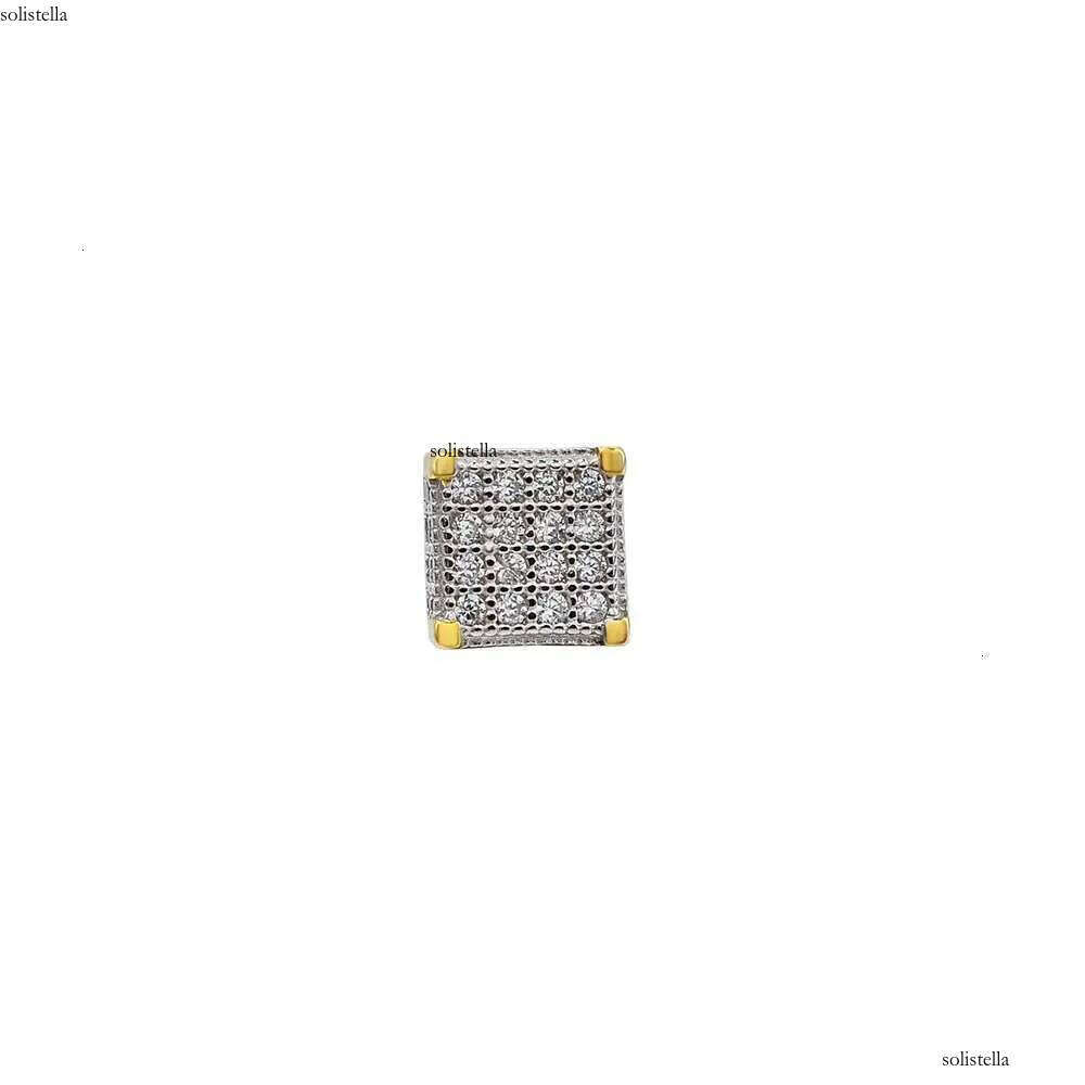 High Quality Jewelry Gold Plated Iec Out Zircon Dia Screw Back Sterling Sier Square Stud Earring for Men