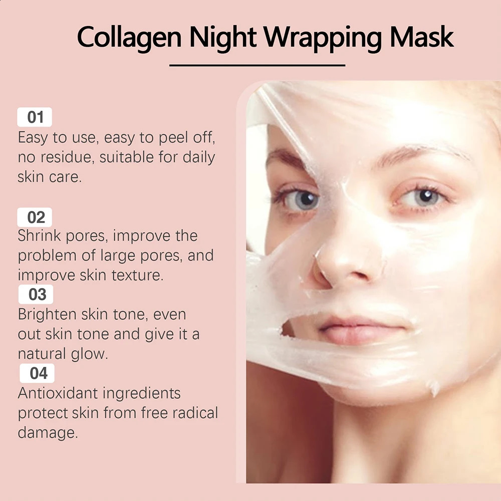 75ml Collagen Peel-off Mask Night Wrapping Mask Facial Mud 50g Collagen Jelly Cream Skin Face Masks Cream 250809