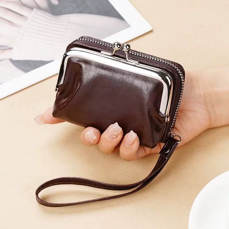 New Women's Fashion Coin Purse Luxury Bag Cross-border Women's Card Holder Coin Purse Zipper Clip Bag Multi-card Slot Vintage Wallet