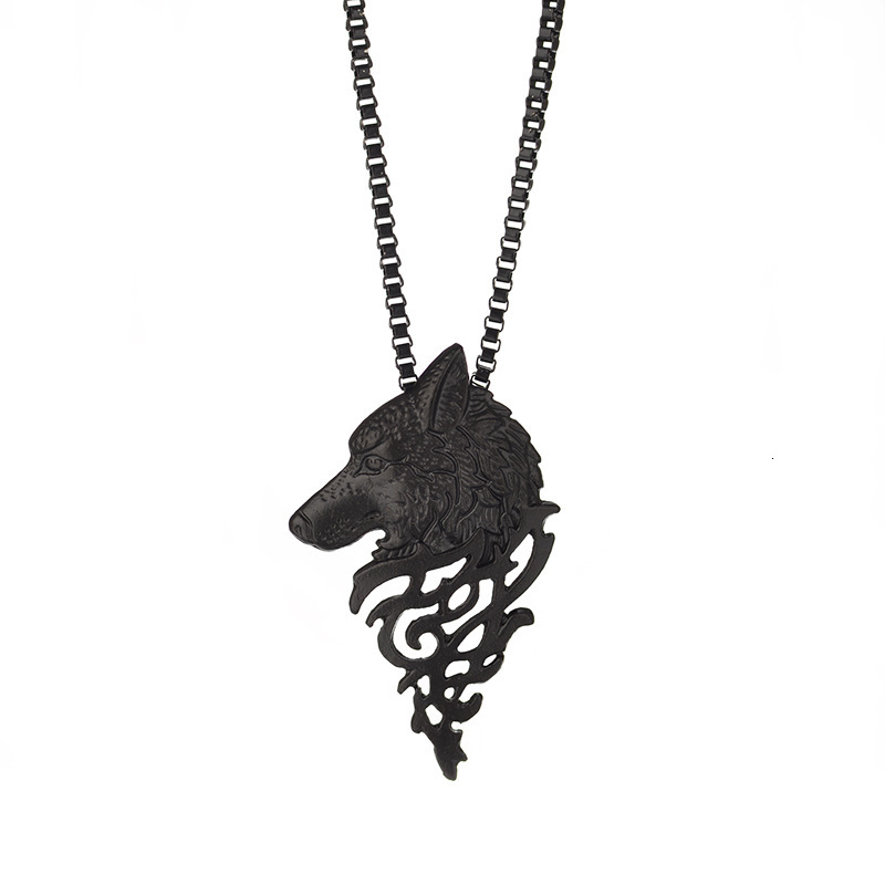 Men's Bold Wolf Head Fashion Personality Metal Animal Sweater Chain Necklace