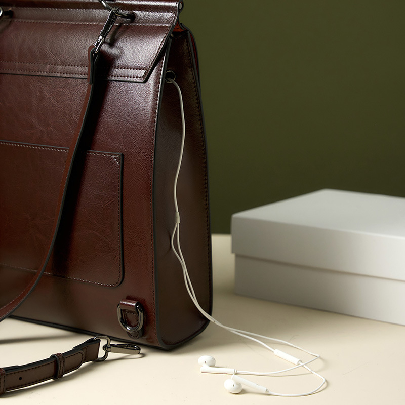 New Genuine Leather Women British Style School Bag For College Students Simple Cowhide Laptop Backpack