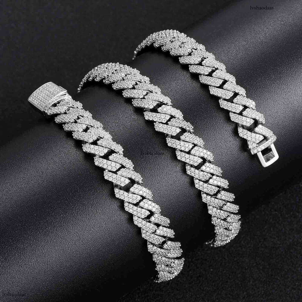 10mm Dia-Shaped Cuban Chain Sterling Hip-Hop Necklace Trendy Men's Personal Sier Moissanite