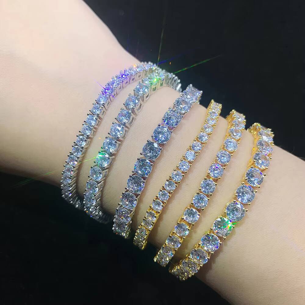 Women 100% Sterling Silver 5A Zircon Bracelet Fashion Luxury 925 Sterling Silver 3mm Tennis Bracelet