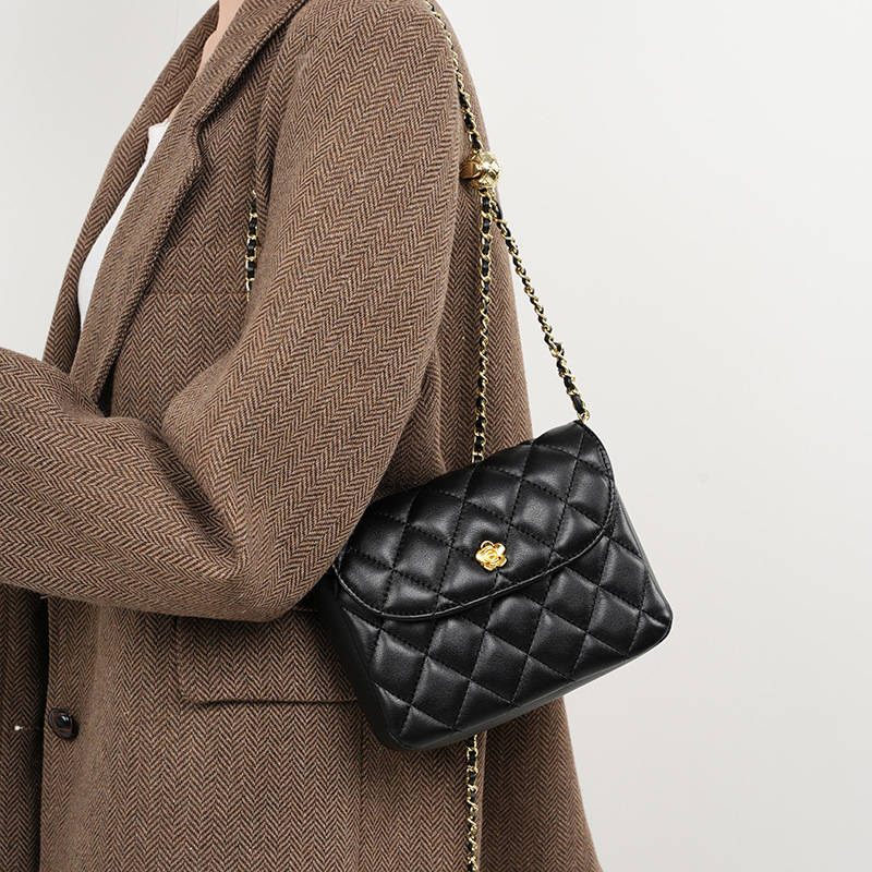 Cowhide Quilted New Crossbody Genuine Leather Shoulder Chain Bag For Women