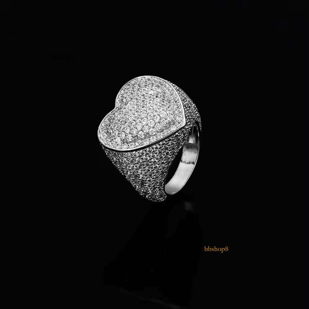 Sterling Jewelry Hip Hop New Silver Silicon Stone Heart-shaped Ring