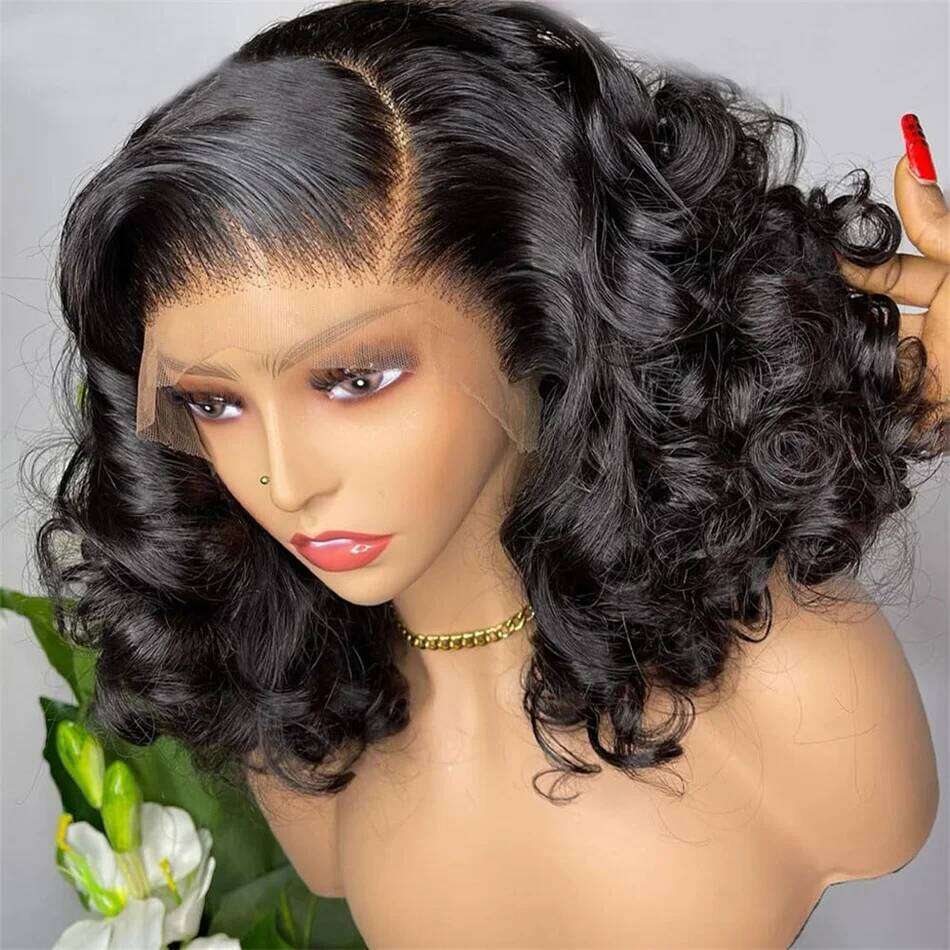 250% Density 100% Vieamese Loose 13x4 Frontal Bouncy Wave Wig with Human Hair Natural For Black Women 14-22Inch