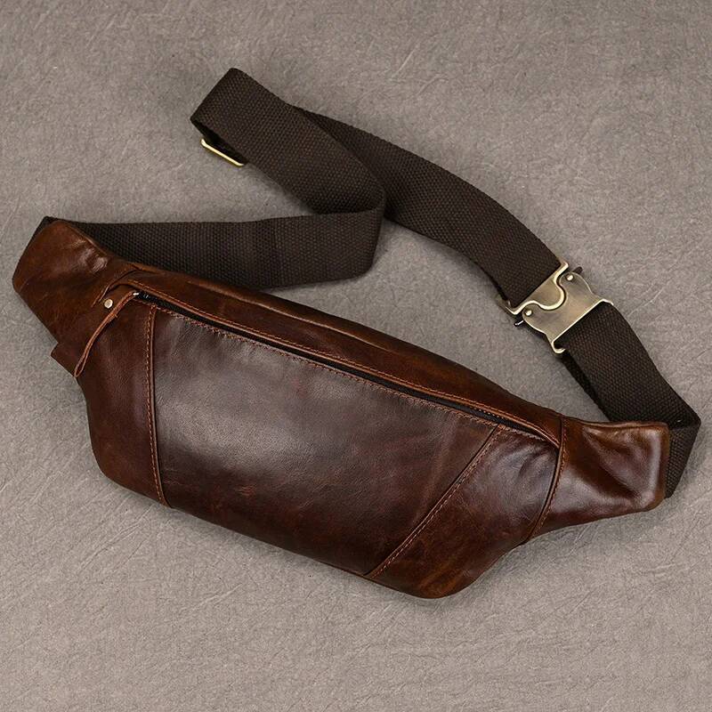 Men's Chest Bags Crossbody Shoulder Man Male Leather Waist Pack Sling Bag For Outdoor Sports Belt Pouch Small