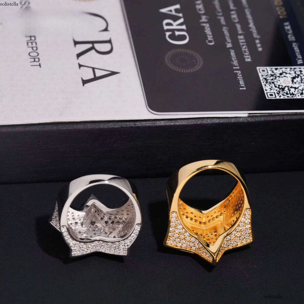 Fine Jewelry Hip Hop Sterling Sier VVS Moissanite Dia Star Iced Out Ring