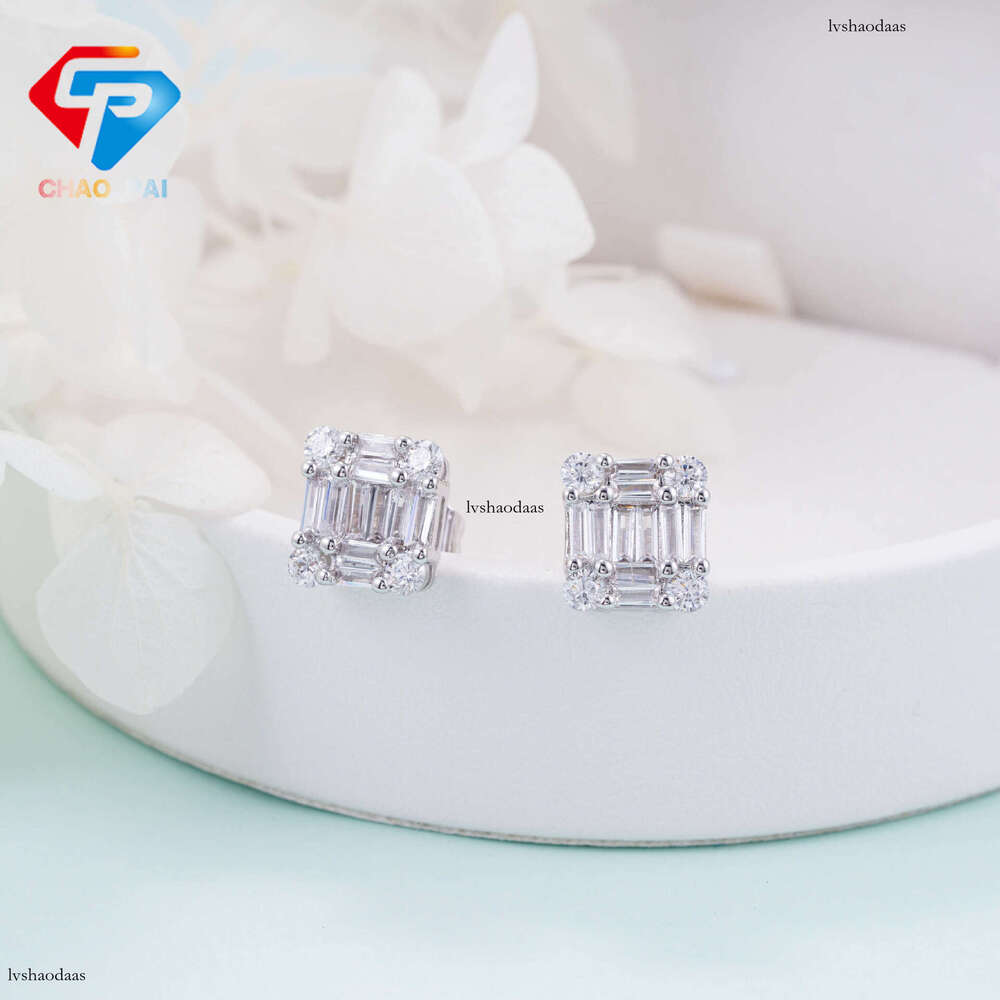 Premium Square Ladder Moissanite for Men and Women, Four Seasons Personality Fashion Earrings Jewelry