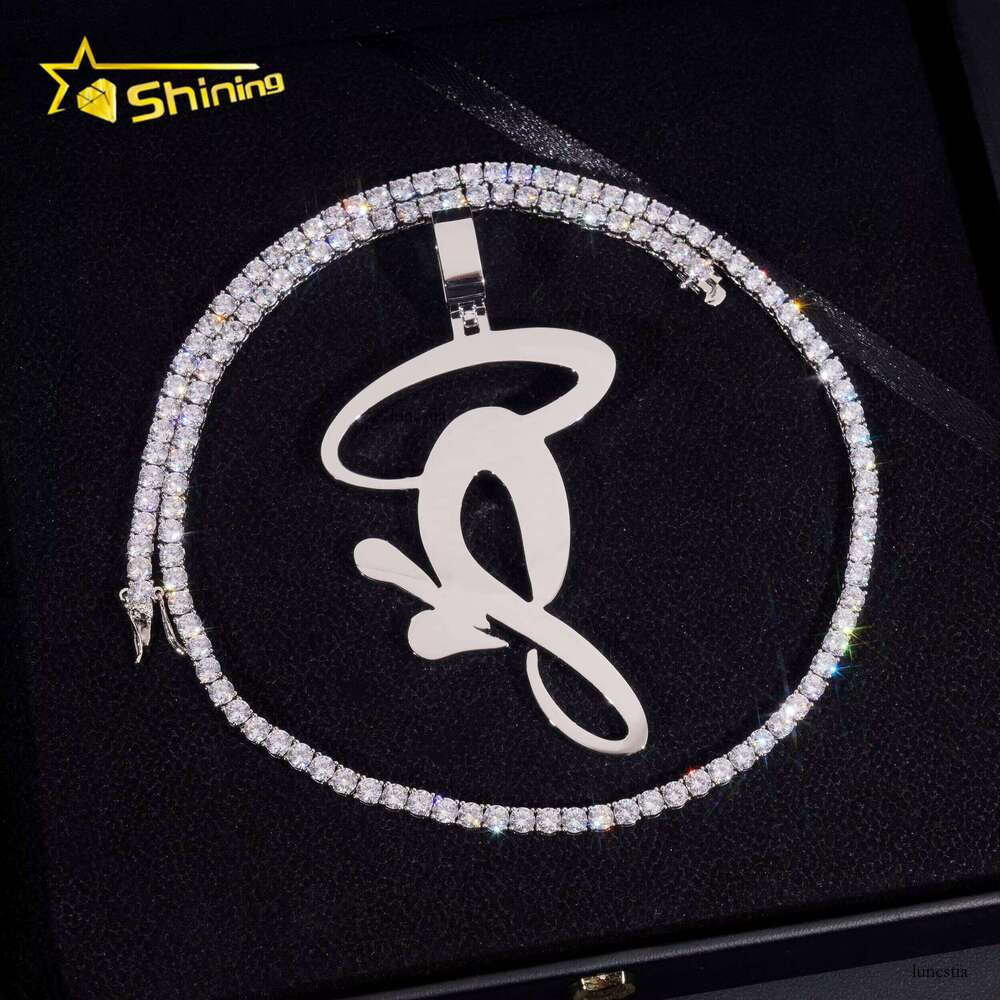 Fine Jewelry Hip Hop Custom Made Fancy Shape High Quality Solid Plain Sier Pendant for Tennis Chain