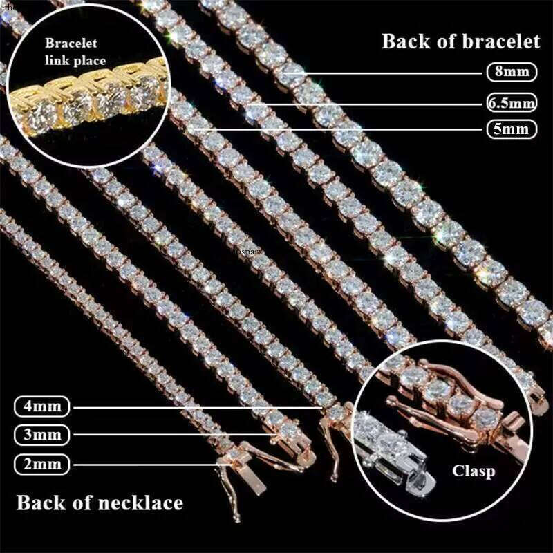 Classic Sier Chains White Gold Plated GRA Certificate Round Cut Vvs Moissanite Tennis Bracelet for Men