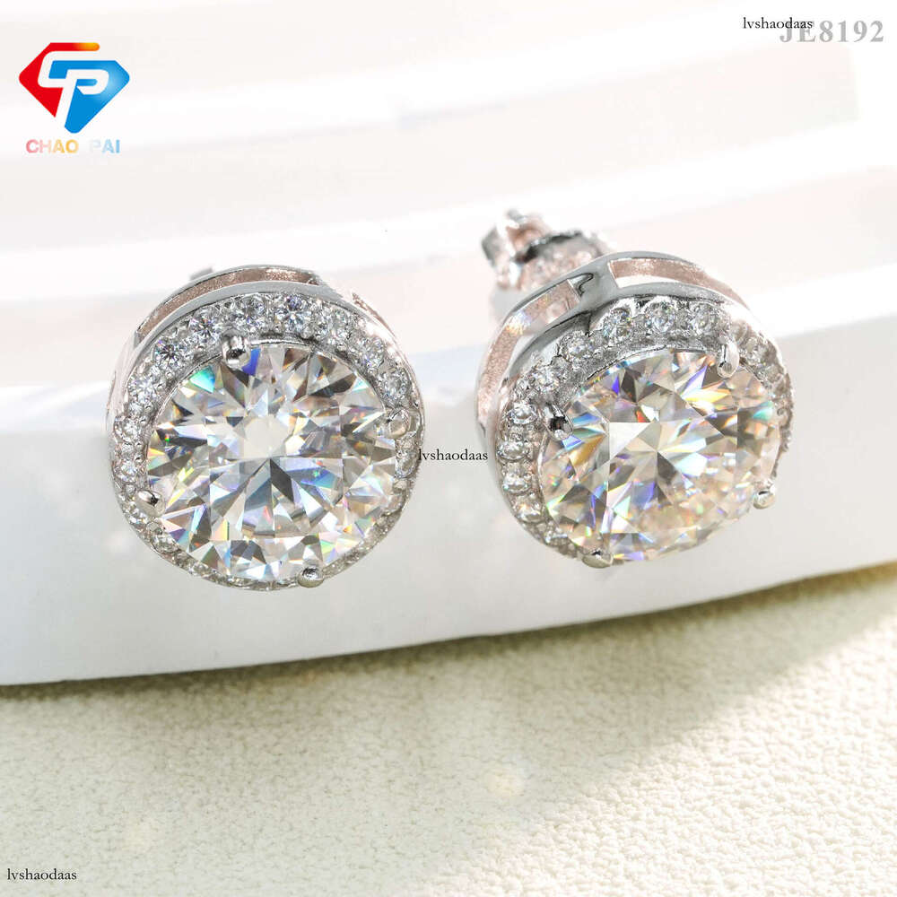 New Round High-Grade Sier Main Stone 9.0 Moissanite Elegant Earrings Various Styles for Men and Women